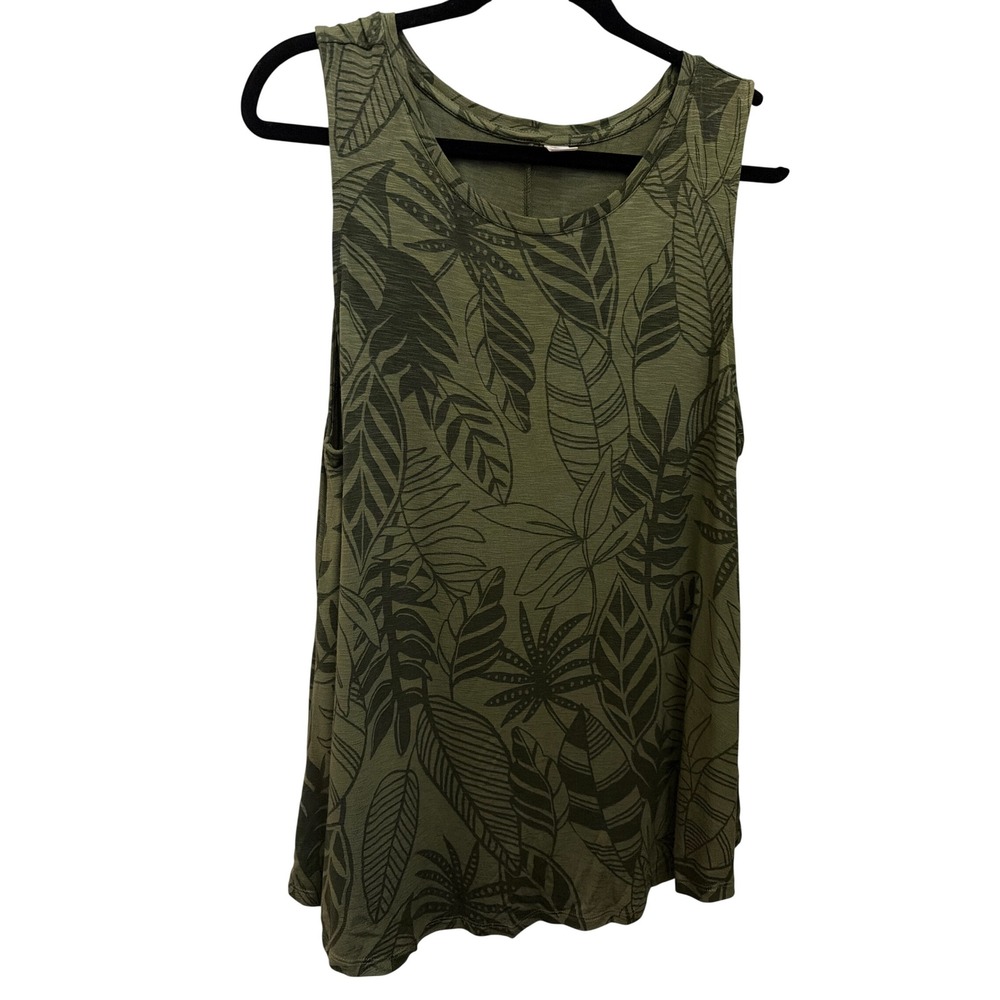Old Navy Olive Green Leaf Print Tank Top - Picture 4 of 8